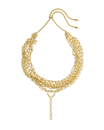 KENDRA SCOTT- Bella Gold Statement Necklace in White CZ